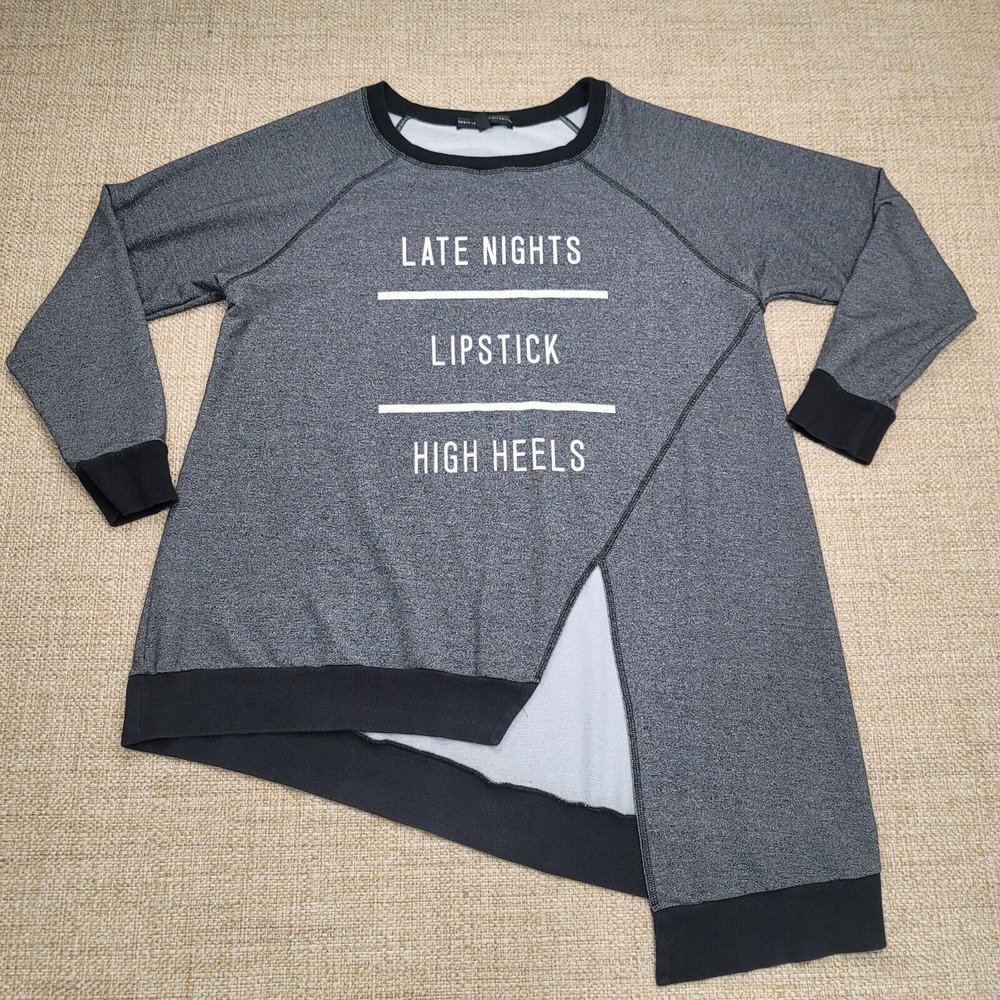 Torrid Sweatshirt‎ Size 2 2X 18 20 Gray Asymmetric Split Cut Out Hem Comfy